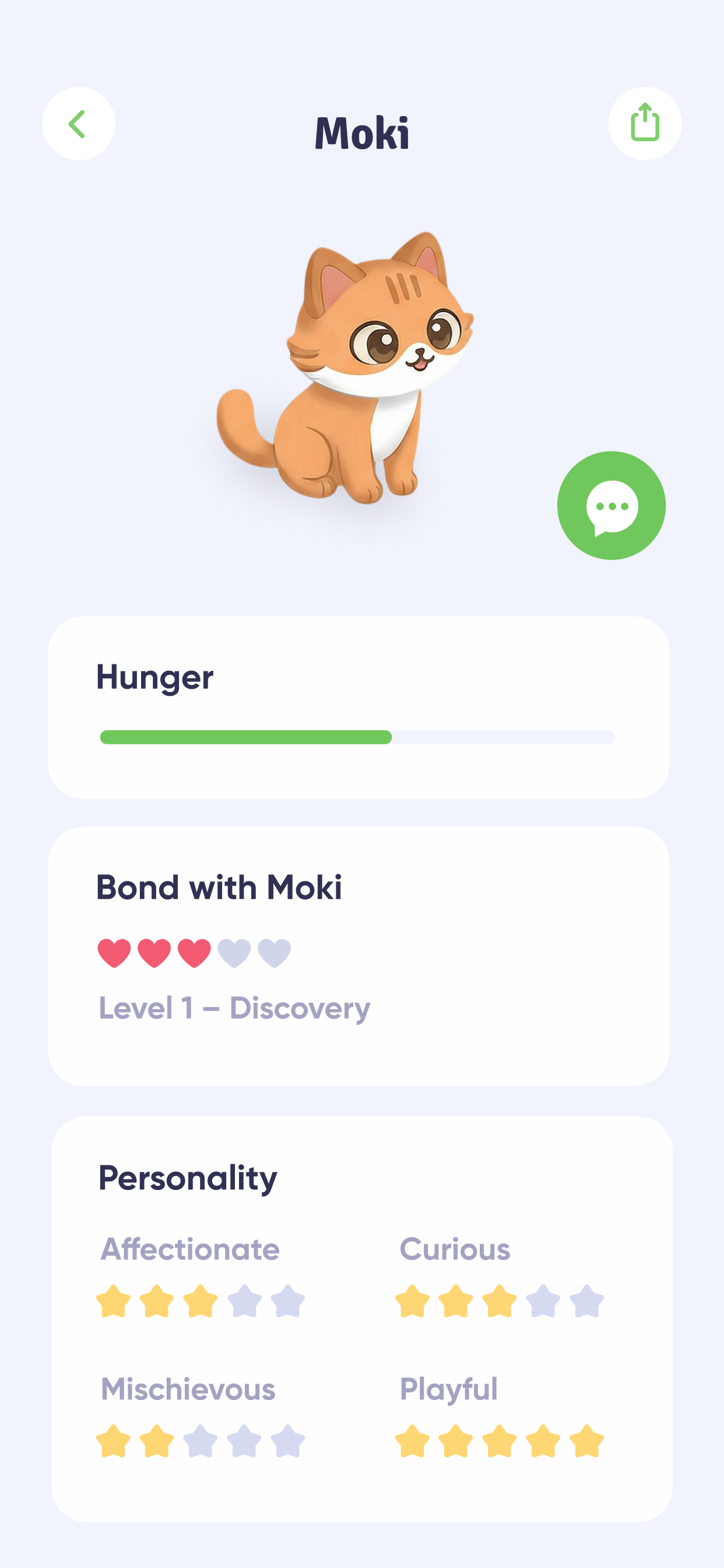 Moki's relationship screen on iPhone